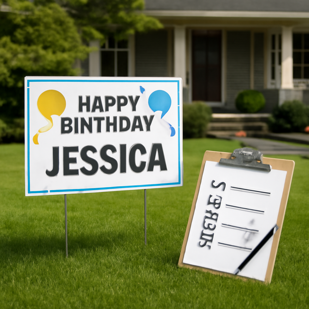 Illustration for From cart to cheers: planning, budget, and order checklist related to personalised yard signs