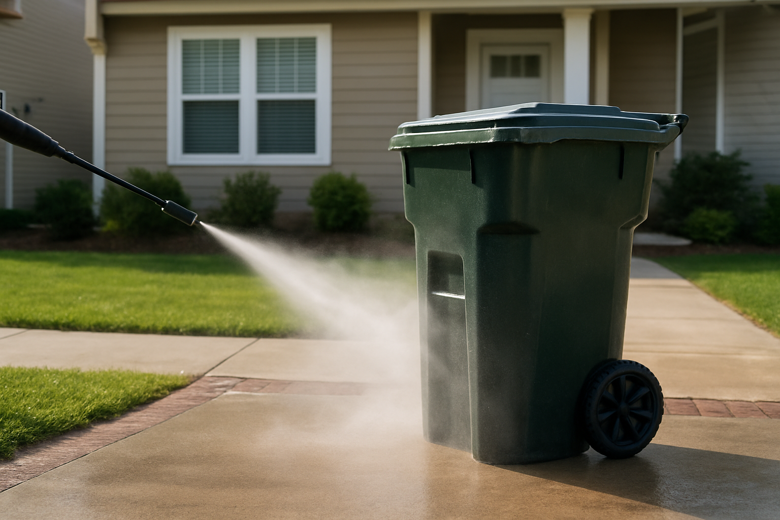 Illustration for Curb Appeal Matters: From Driveway Eyesore to Neighborhood Showcase related to professional wheelie bin cleaning for homes