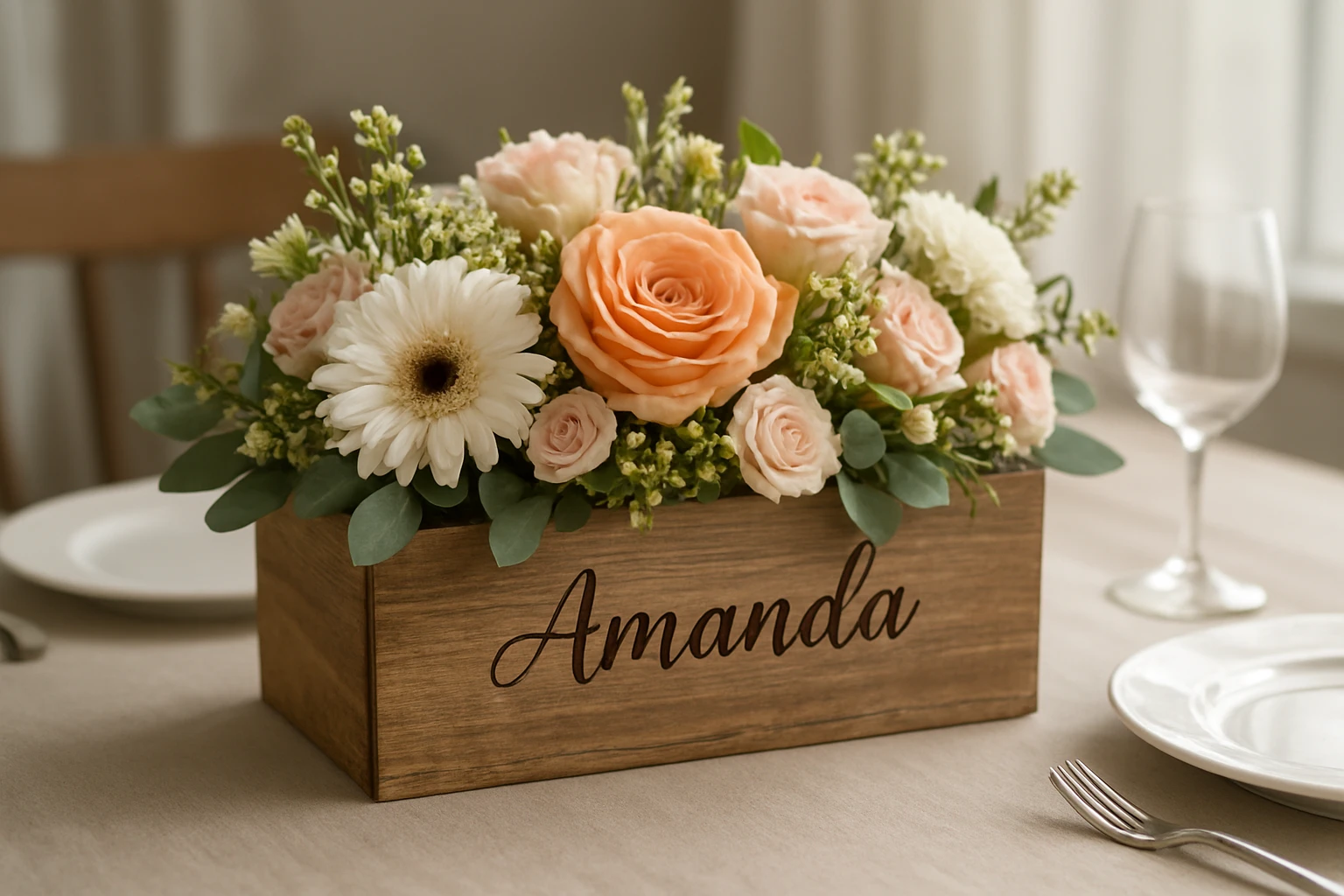 #2 Best for tables and photo moments: personalised centerpiece flower box - personalised flower boxes guide