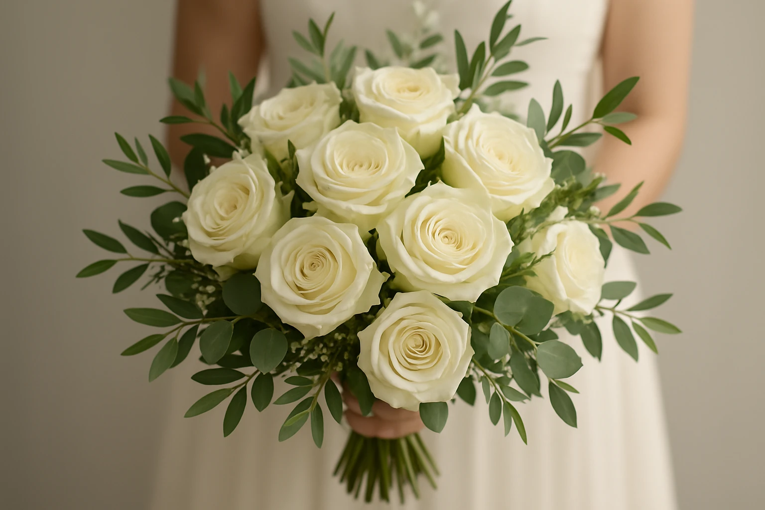 #2 Ivory rose and greenery bouquet - bridal bouquets fresh flower guide