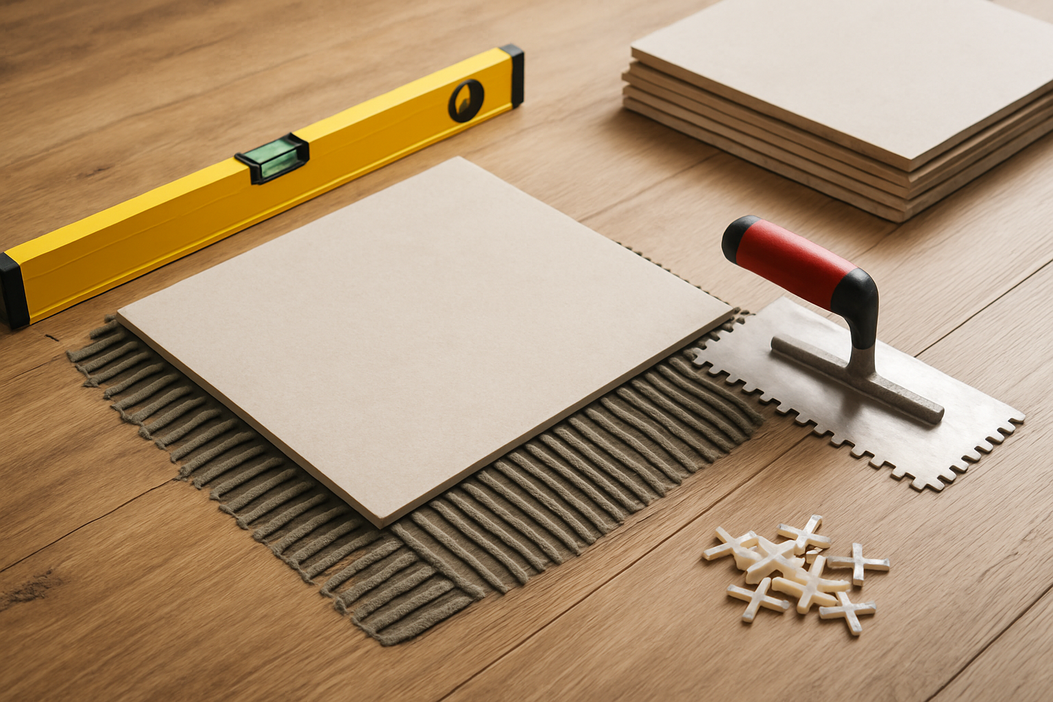 Illustration for Tools, Materials, and Standards at a Glance related to tile onto floorboards