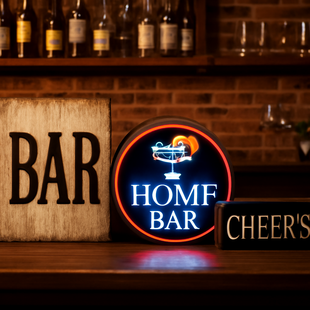 Illustration for Quick Comparison: Materials, Sizes, and Vibes related to what are the best bar signs for a home bar