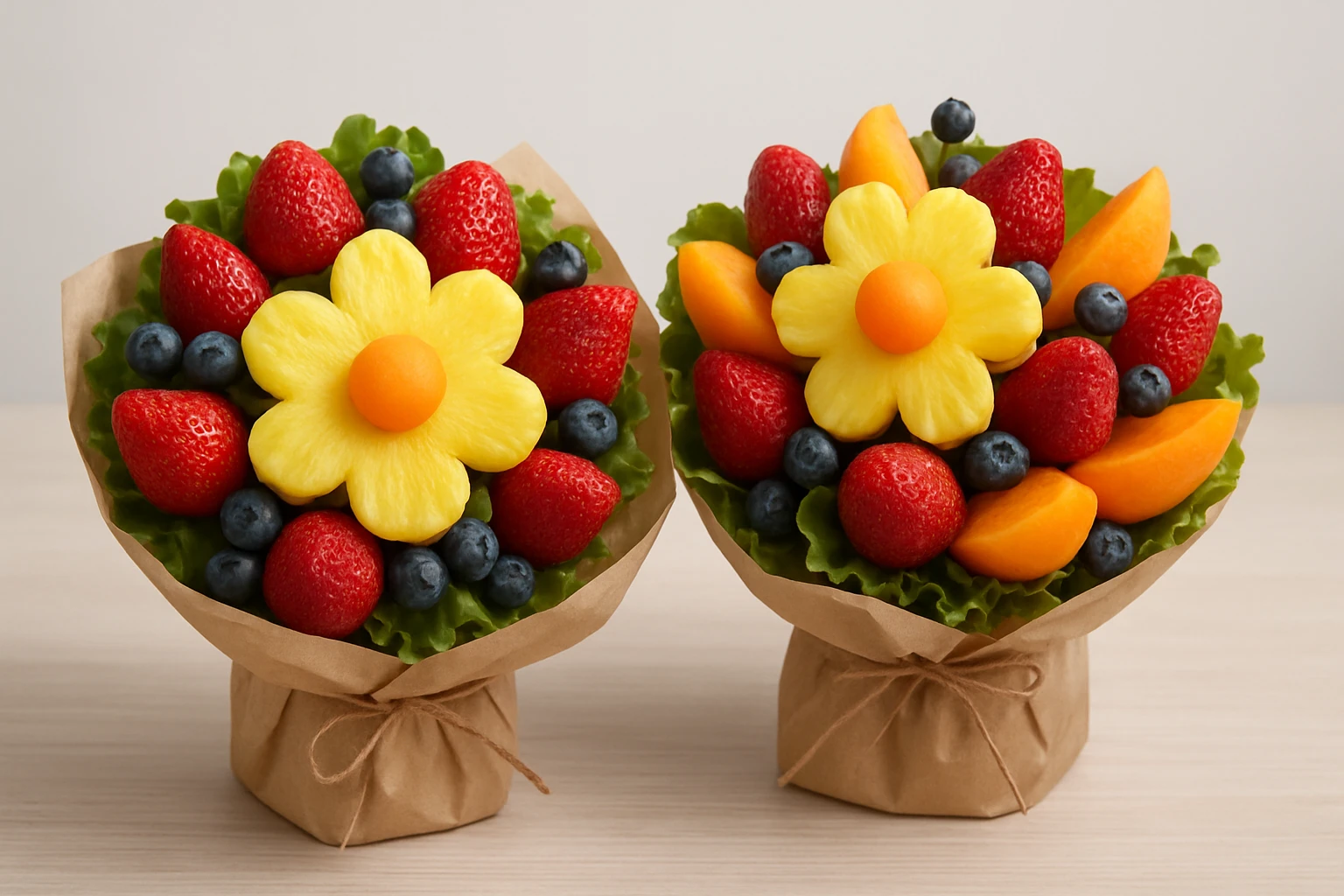 #3β#4: Bright, friendly options for birthdays and thank-yous - fresh fruit flower bouquets guide