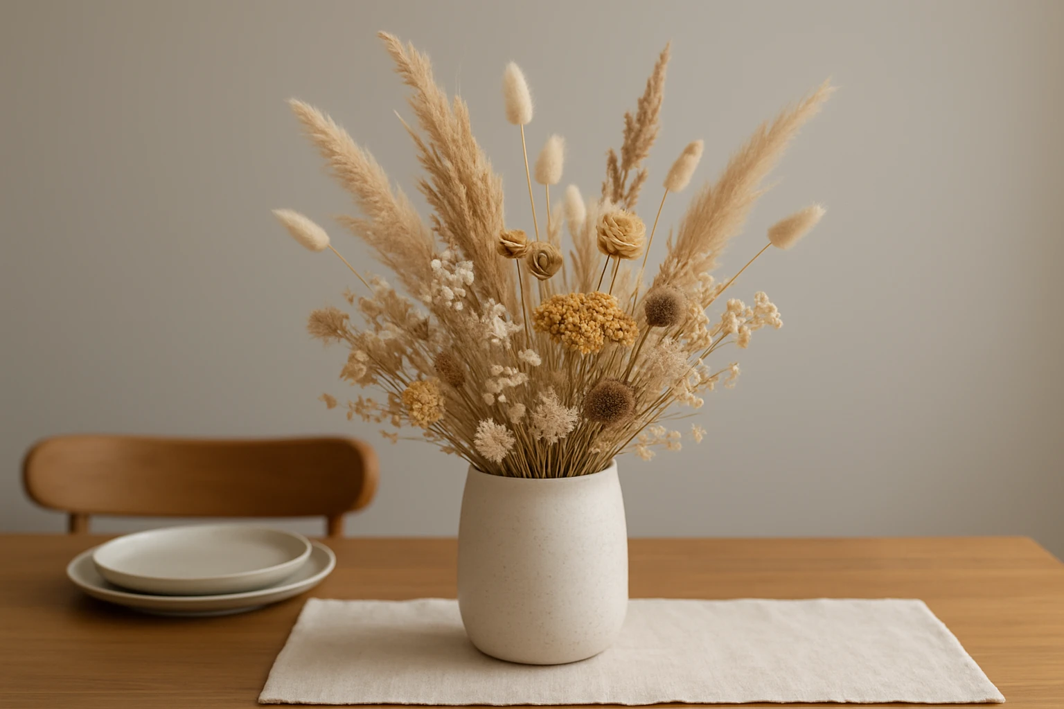 #3 Dining table centerpiece - dried flower arrangements ideas guide