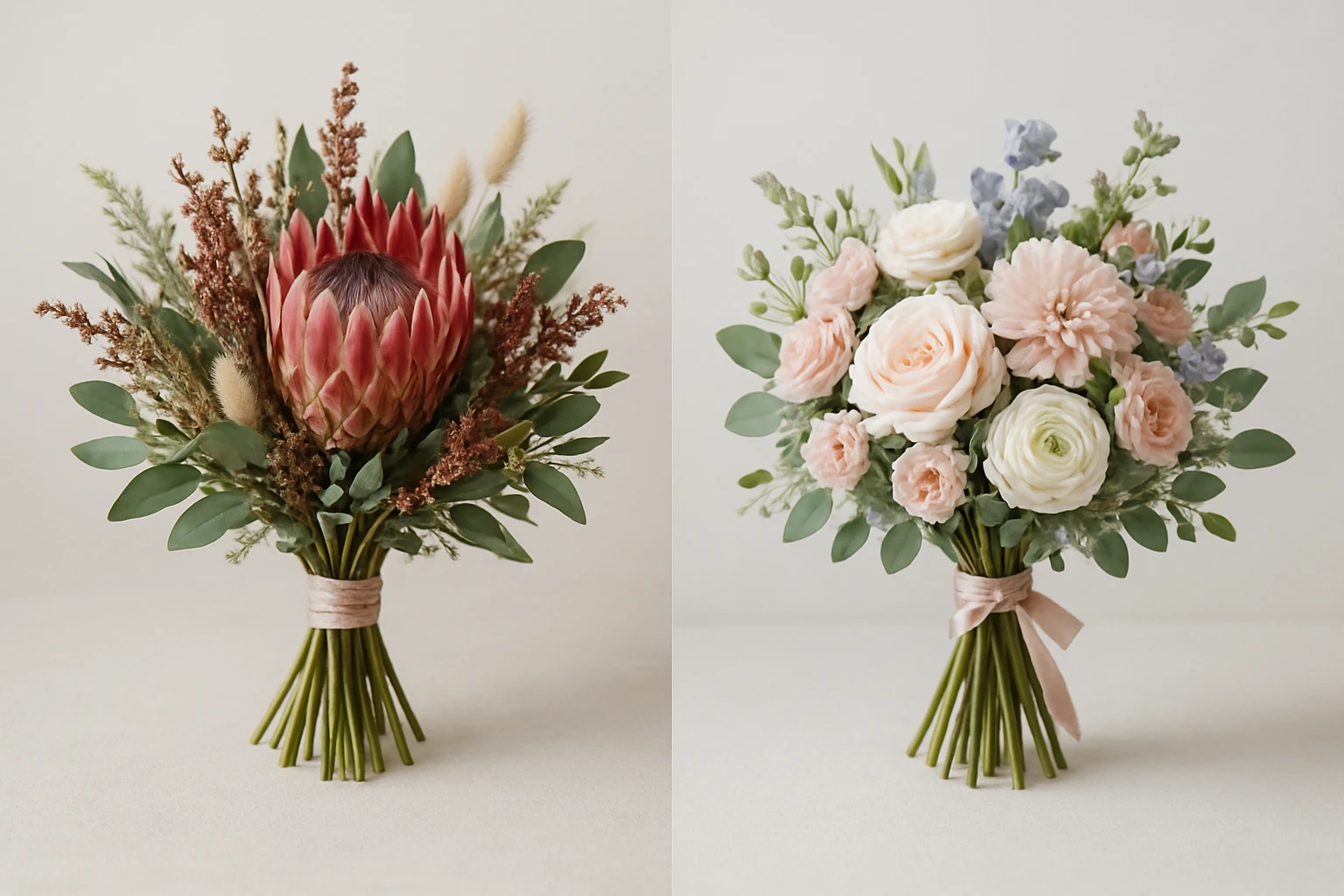 #3 Native-Inspired Bouquet and #4 Seasonal Pastel Mixed Bouquet - bridal bouquets fresh flower guide