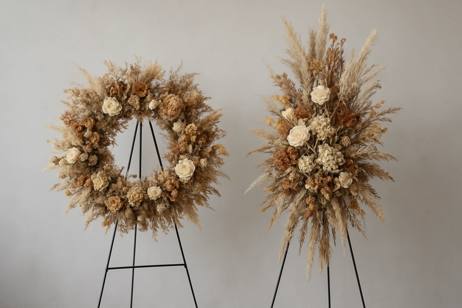 #3 Sympathy wreath + #4 standing spray - flower arrangements dried guide