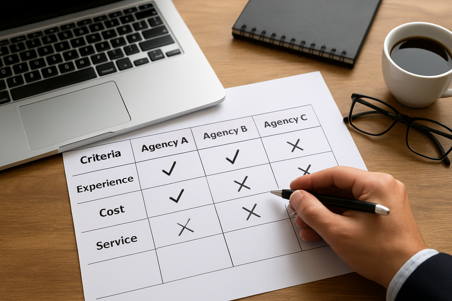 Illustration for Compare Agencies Fast: A Practical Evaluation Matrix related to seo agency near me