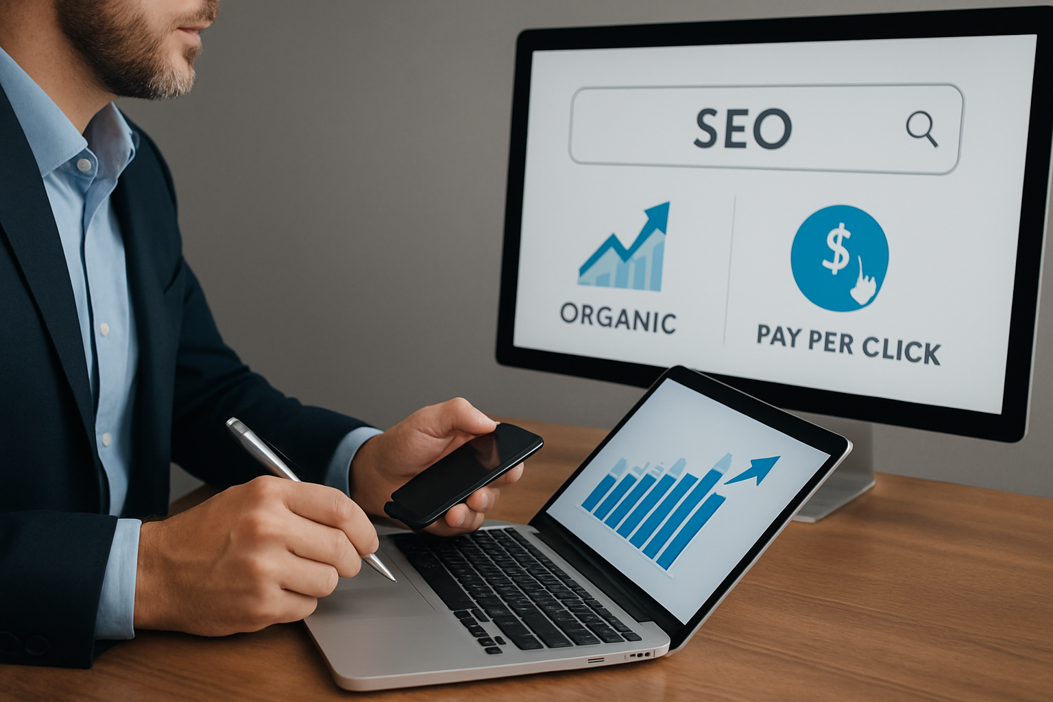 Illustration for Paid and Organic in Sync: ppc [pay-per-click] Fuel for Lasting Rankings related to seo