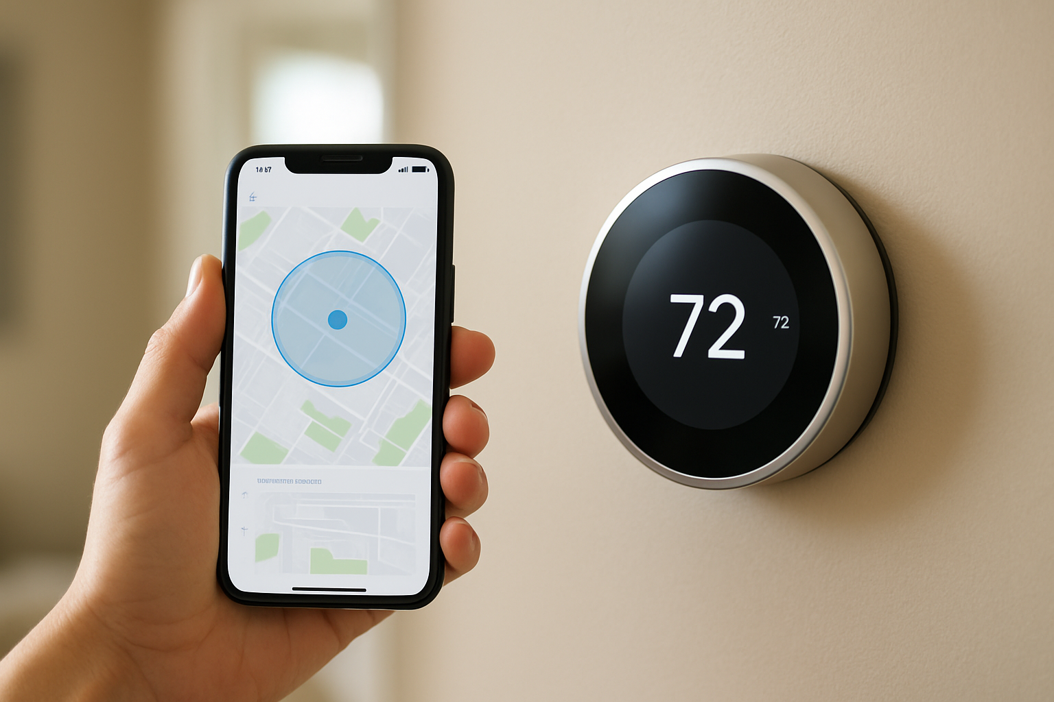 Illustration for Geofencing Versus Room Sensors: Smarter Occupancy Detection related to smart thermostat comparison for energy savings