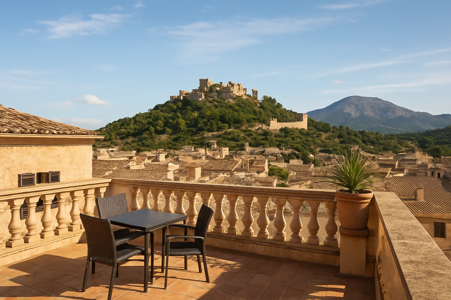 #4 Azotea con vistas: montaña y Castillo de Capdepera - casa señorial mallorquina hotel guide