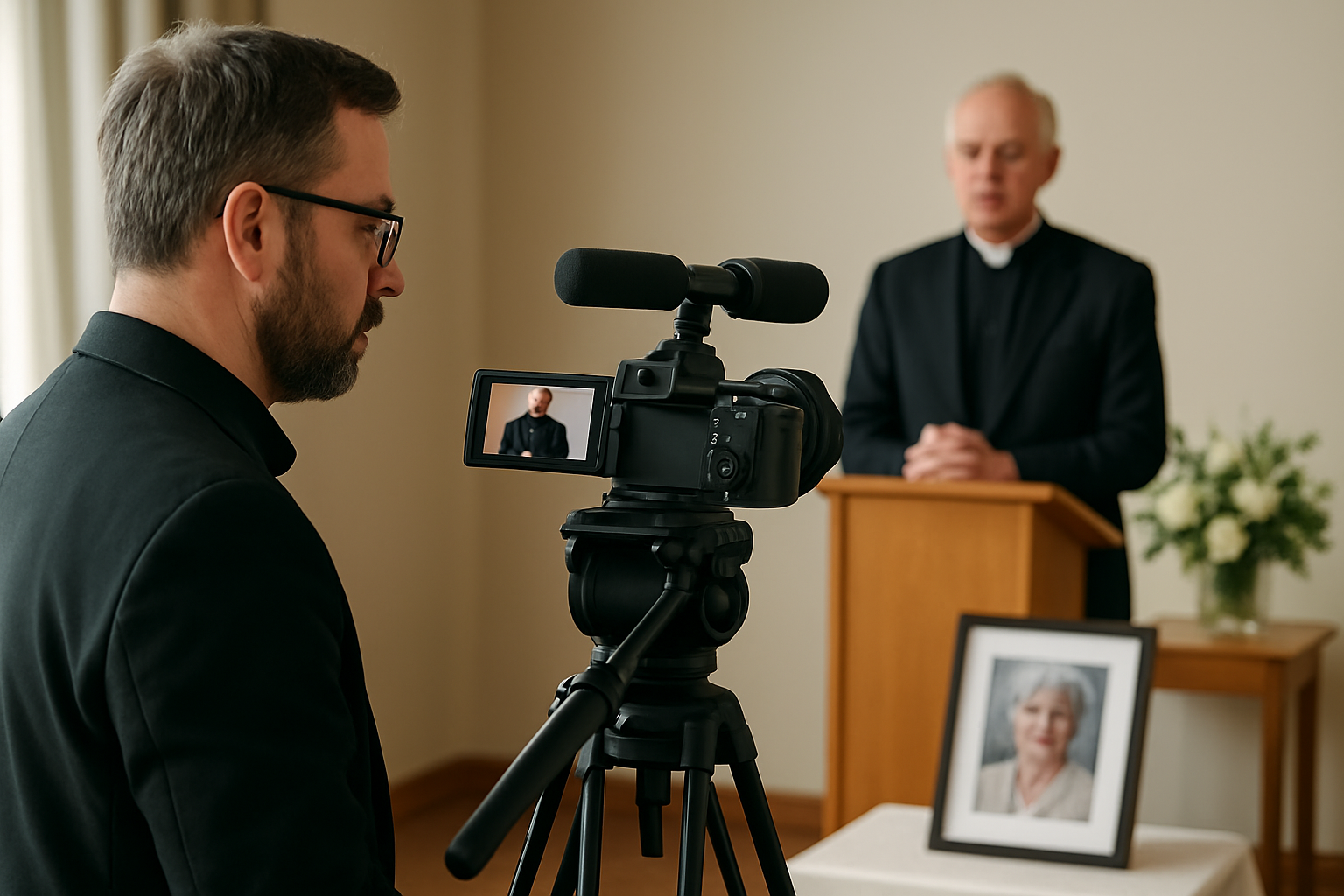 Illustration for Equipment and Setup: The Right Tools for a Calm, Dignified Production related to private memorial service webcast