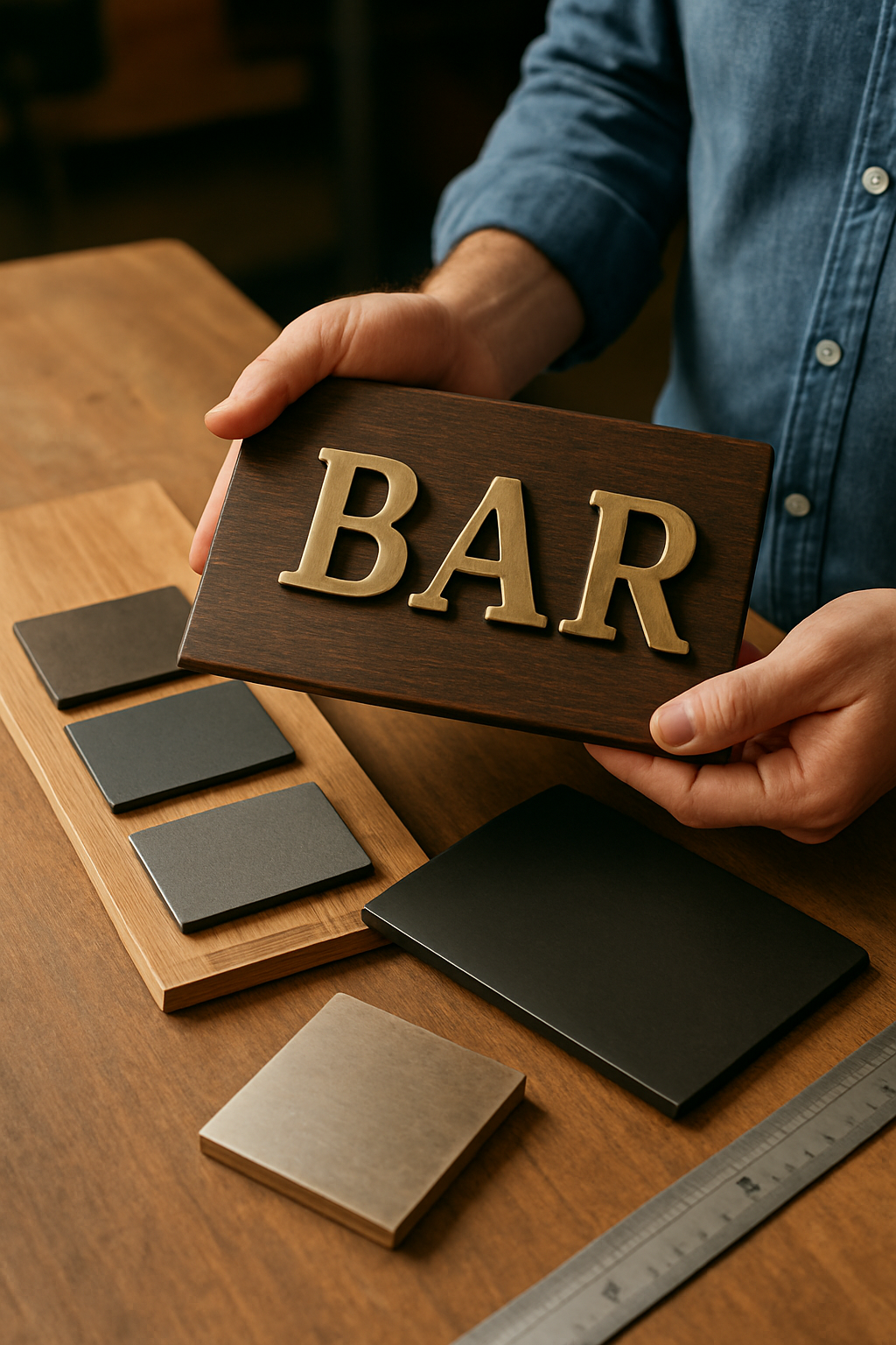 Illustration for How Do You Choose Materials, Sizes, and Finishes? related to why invest in high quality bar signage for a home pub