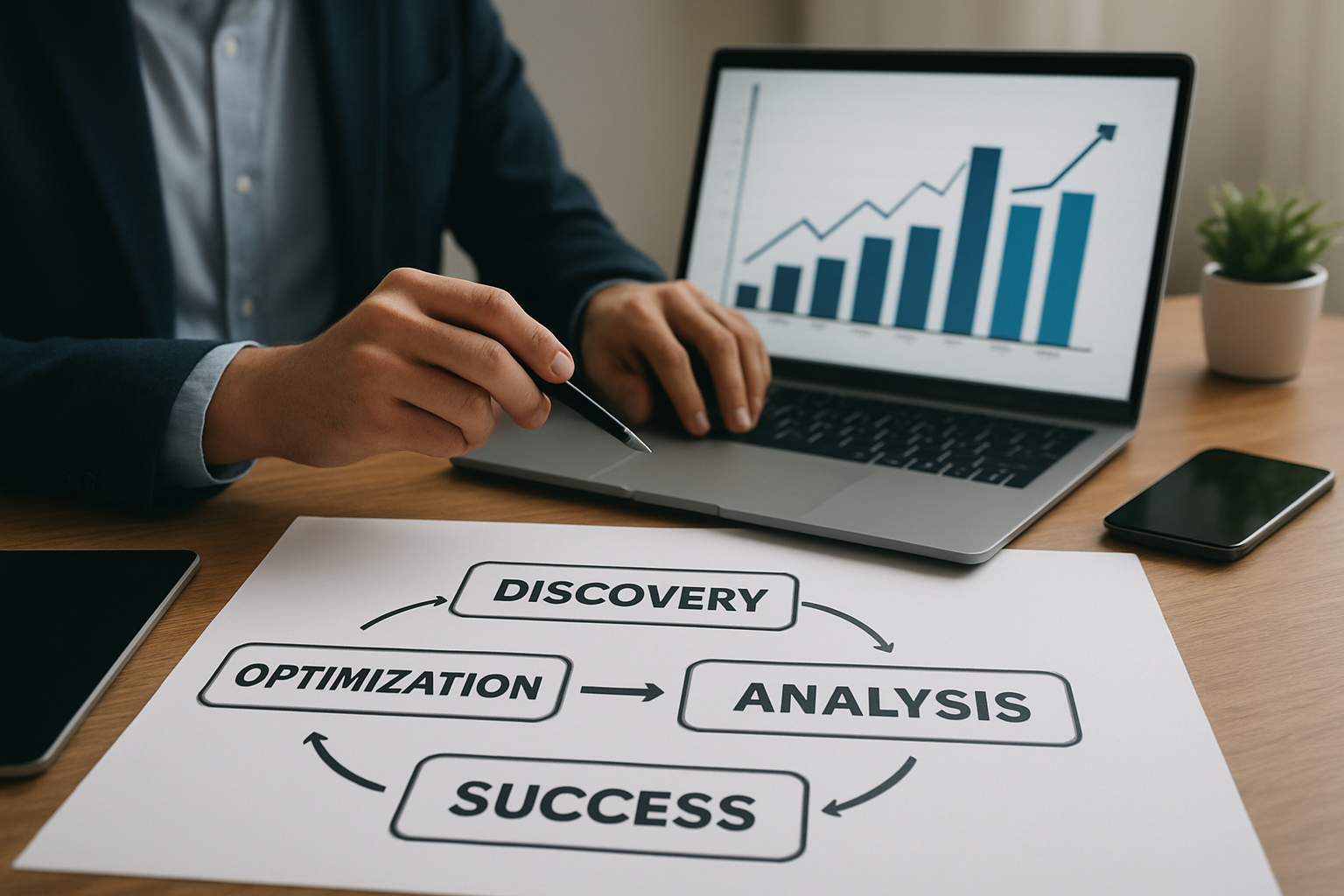 Illustration for From Discovery to Sale: How They Work Together related to seo and online marketing