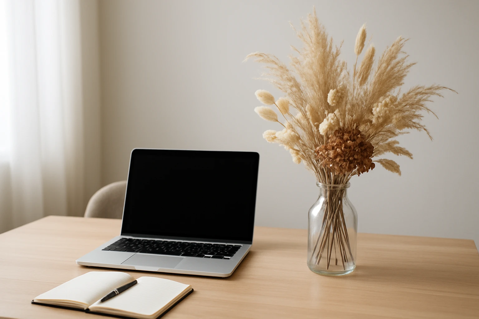 #6 Home office desk arrangement - dried flower arrangements ideas guide