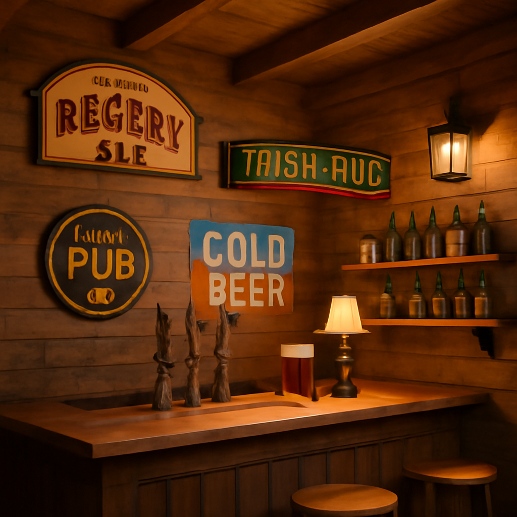 Illustration for Theme, Decor, and the Magic of Custom Signs related to how to create a personalized pub shed