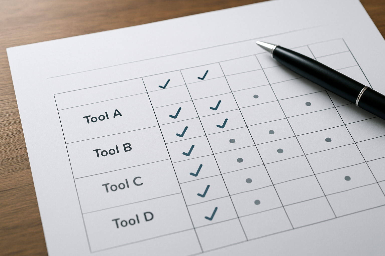 Illustration for Tool Comparison Matrix: Results at a Glance related to search engine optimization tool