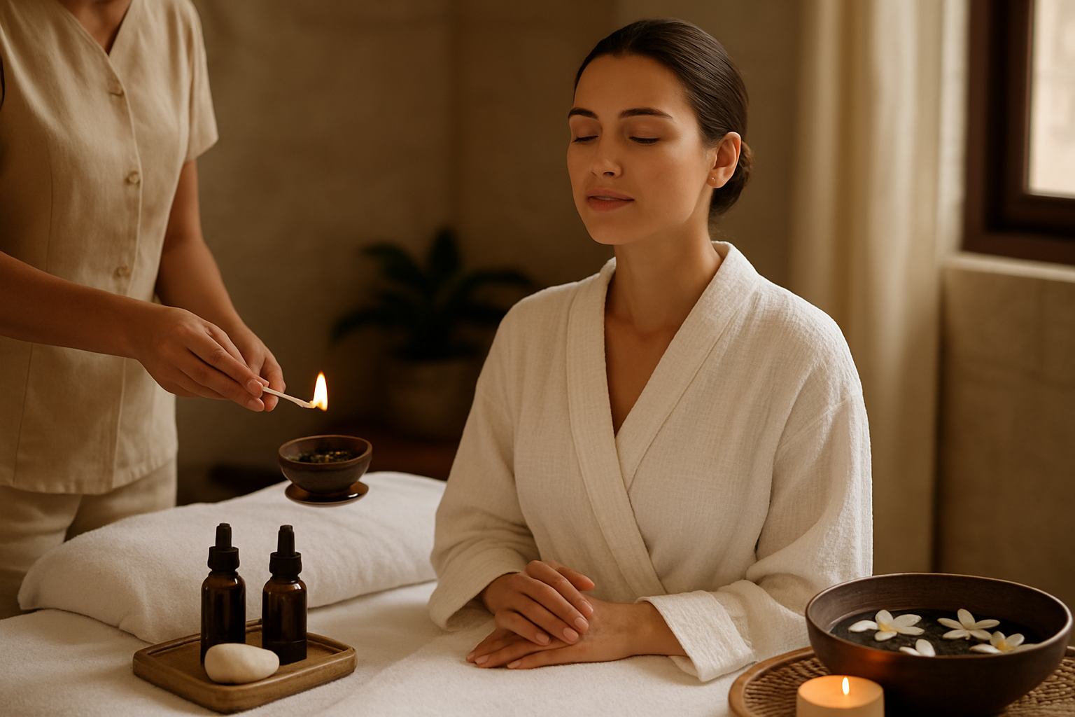 Illustration für Nr. 4 Bewusstes Wohlbefinden: Spa und lokale Rituale im Zusammenhang mit dem Hotel in einem Herrenhaus