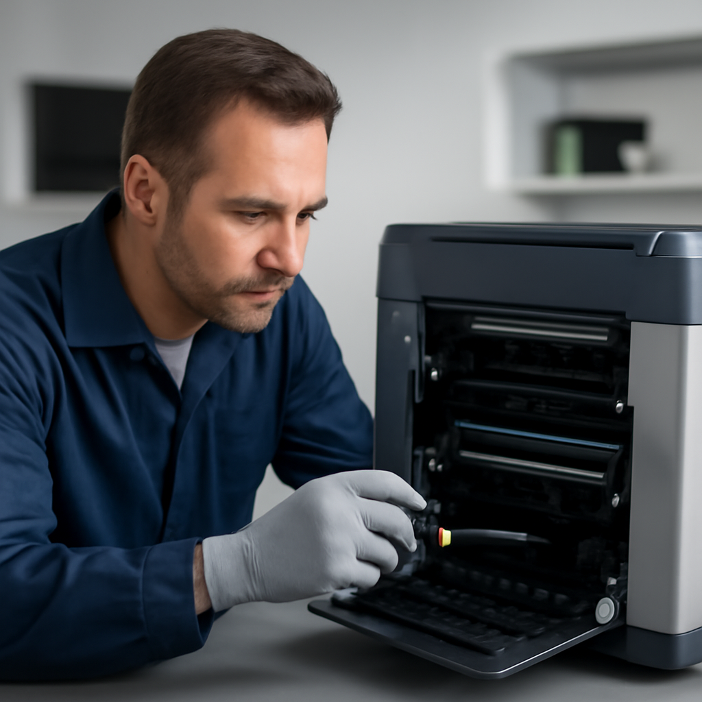 Illustration for PrintCom’s End-to-End Approach: Lower Costs, Higher Uptime related to qualified repair technicians