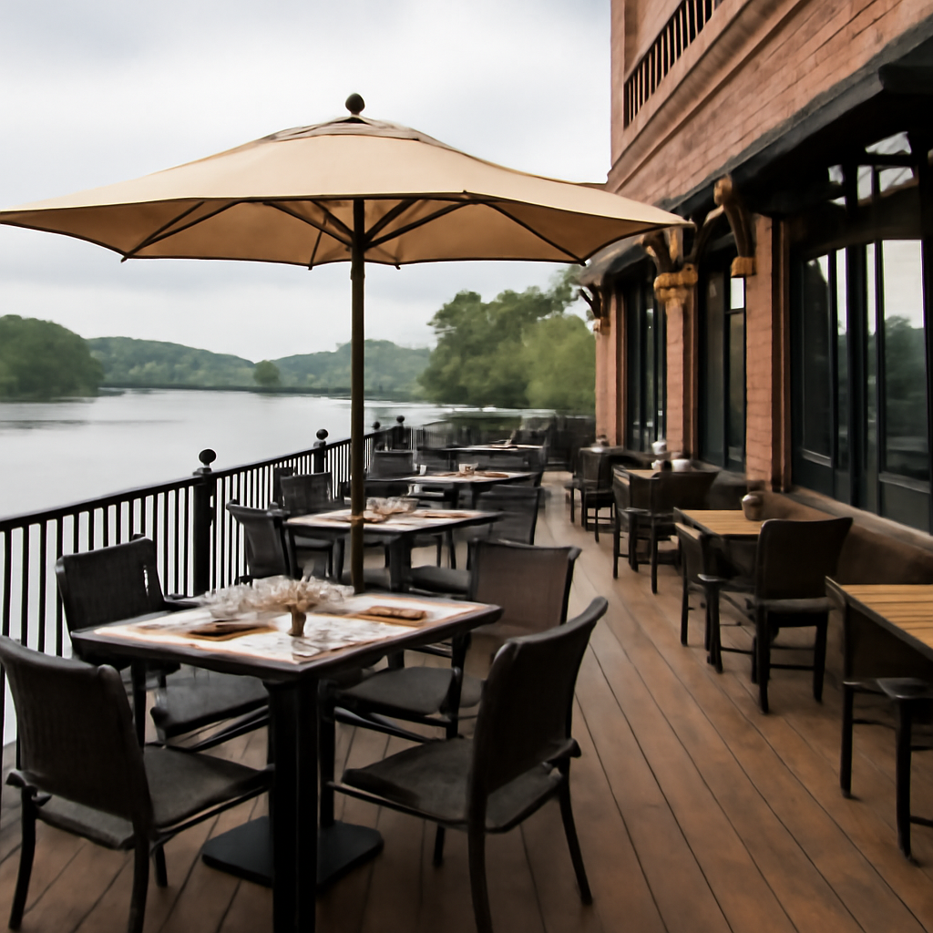 Illustration for Comfort, Access, and All-Weather Readiness related to riverfront restaurant