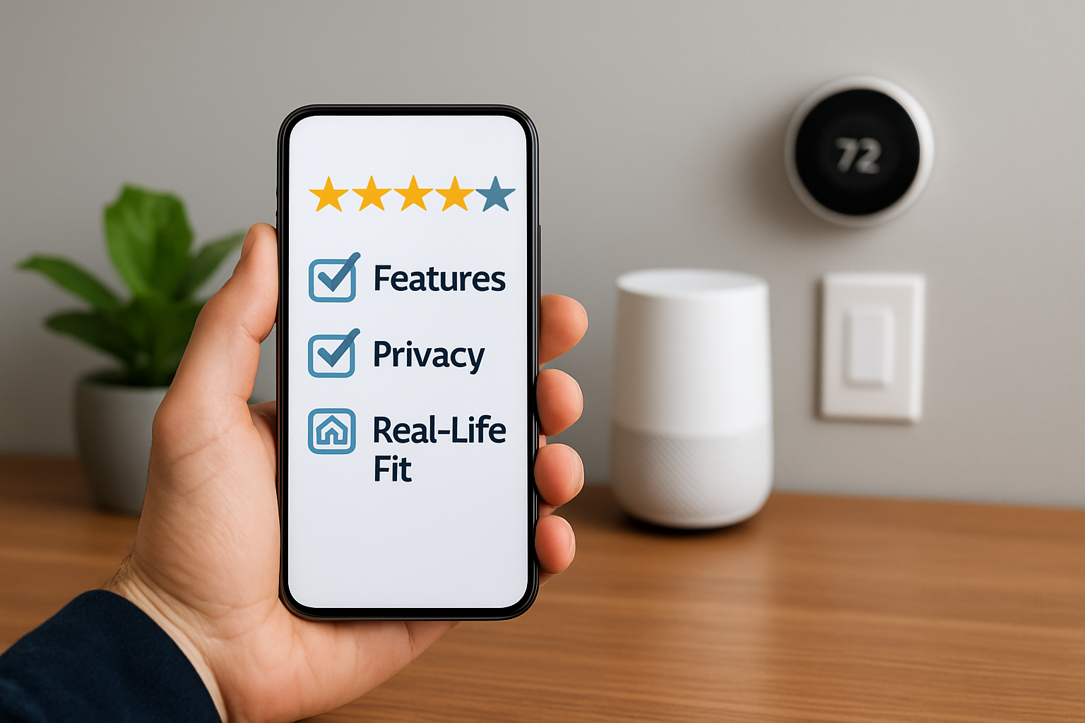 Illustration for The Review Framework: Evaluate Features, Privacy, and Real-Life Fit related to comprehensive guides for smart home and lifestyle upgrades
