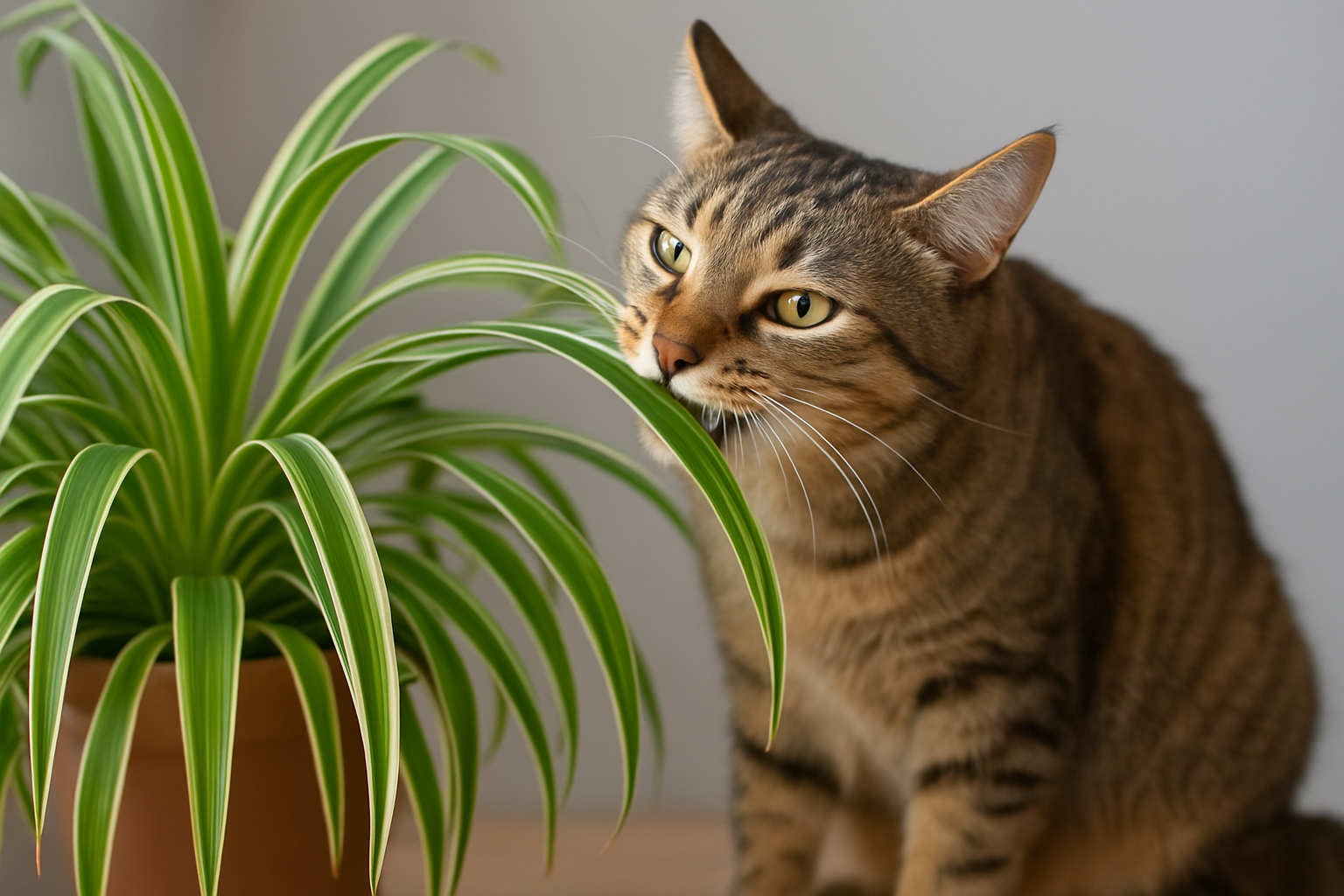 Illustration for When Nibbling Signals Something More: Health and Behavior Flags related to cat spider plant