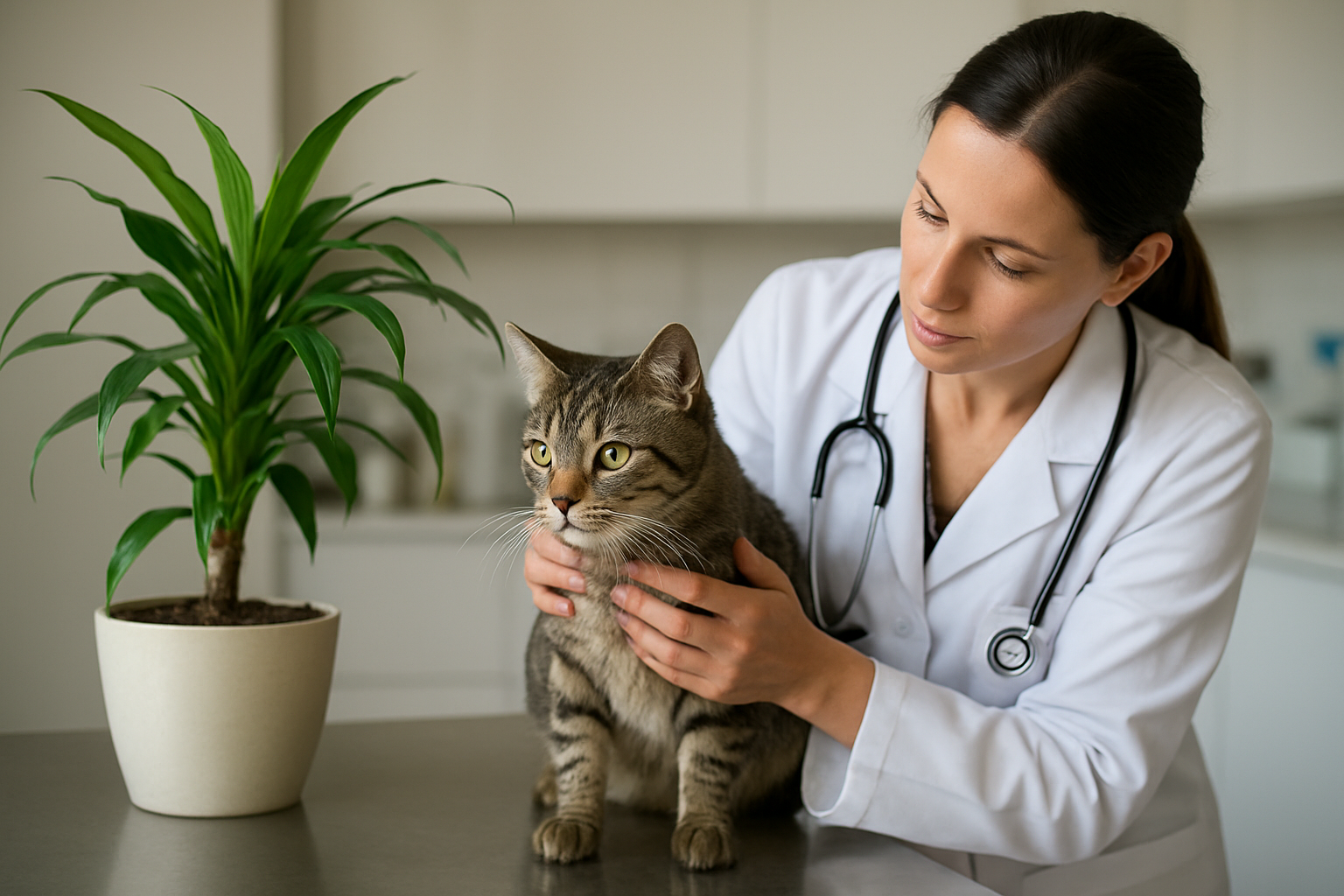 Illustration for What your veterinarian may do and how recovery usually looks related to dracena toxic to cats