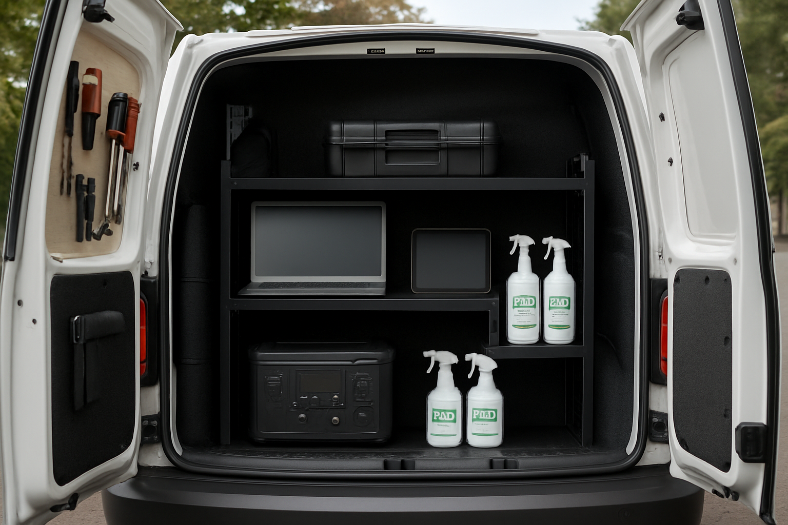 Full Valet Service London: 7-Step Eco Doorstep Valet Checklist for Busy Drivers 1 Illustration for Inside Our Fully Equipped Vans: Tools, Tech and Eco Products related to full valet service london