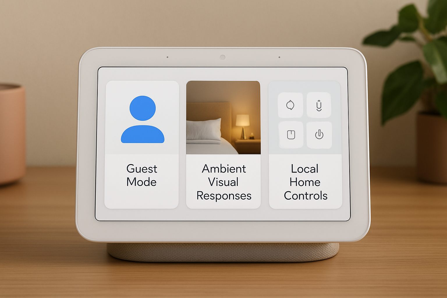 Illustration for Hidden Features 7–9: Guest Mode, Ambient Visual Responses, and Local Home Controls related to googlenest hub