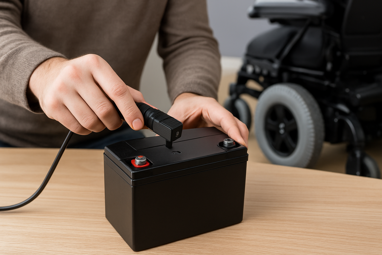 Illustration for Battery Types, Charge Times, and Medicare Coverage at a Glance related to how do i maintain and charge a power wheelchair battery