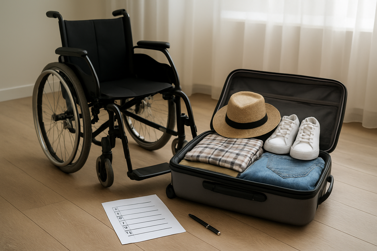 Illustration for At Your Destination: Transfers, Repairs, and a Smooth Return related to wheelchair travel and packing checklist