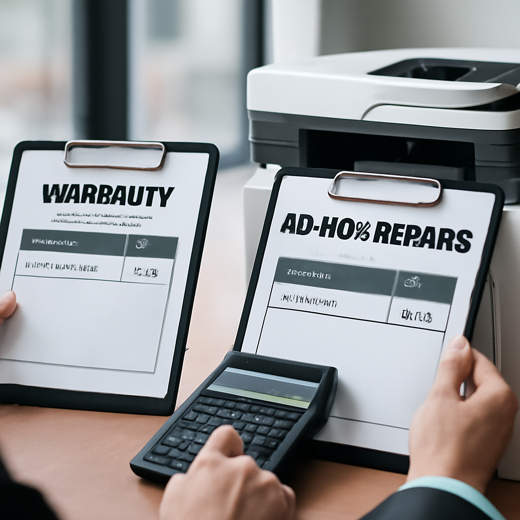Illustration for Cost Comparison: Warranty vs. Ad-hoc Repairs related to extended printer warranties for organizations