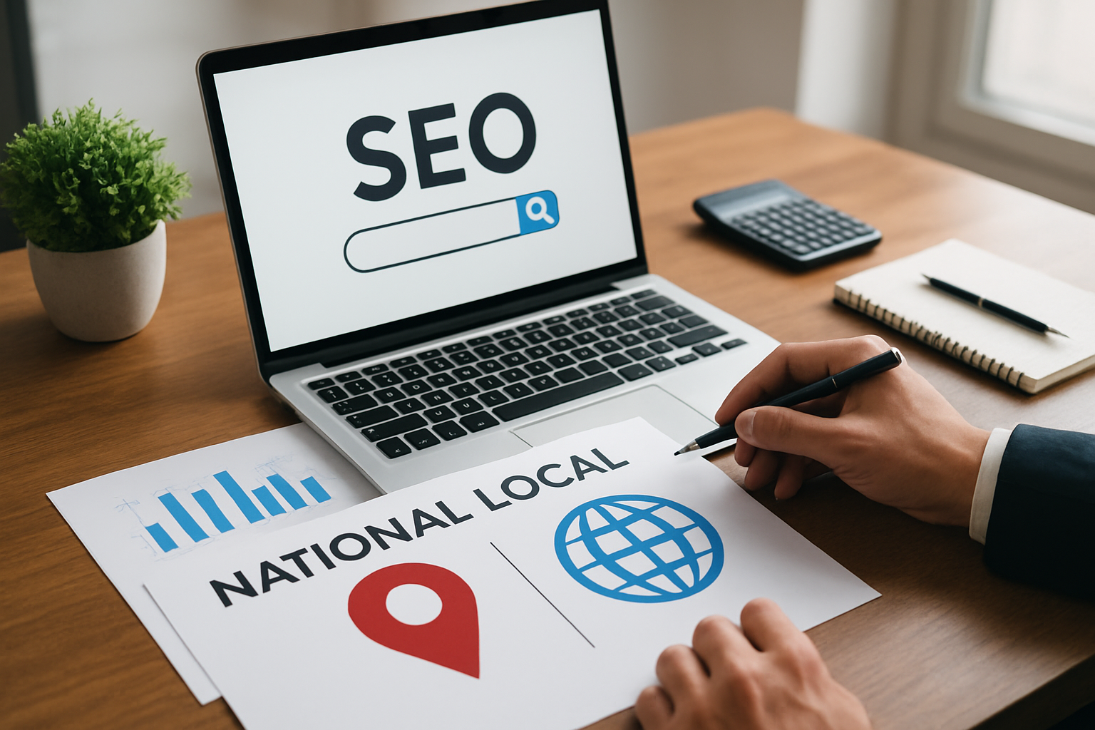 Illustration for National & Local SEO [Search Engine Optimization] That Work Together related to search engine optimization seo services