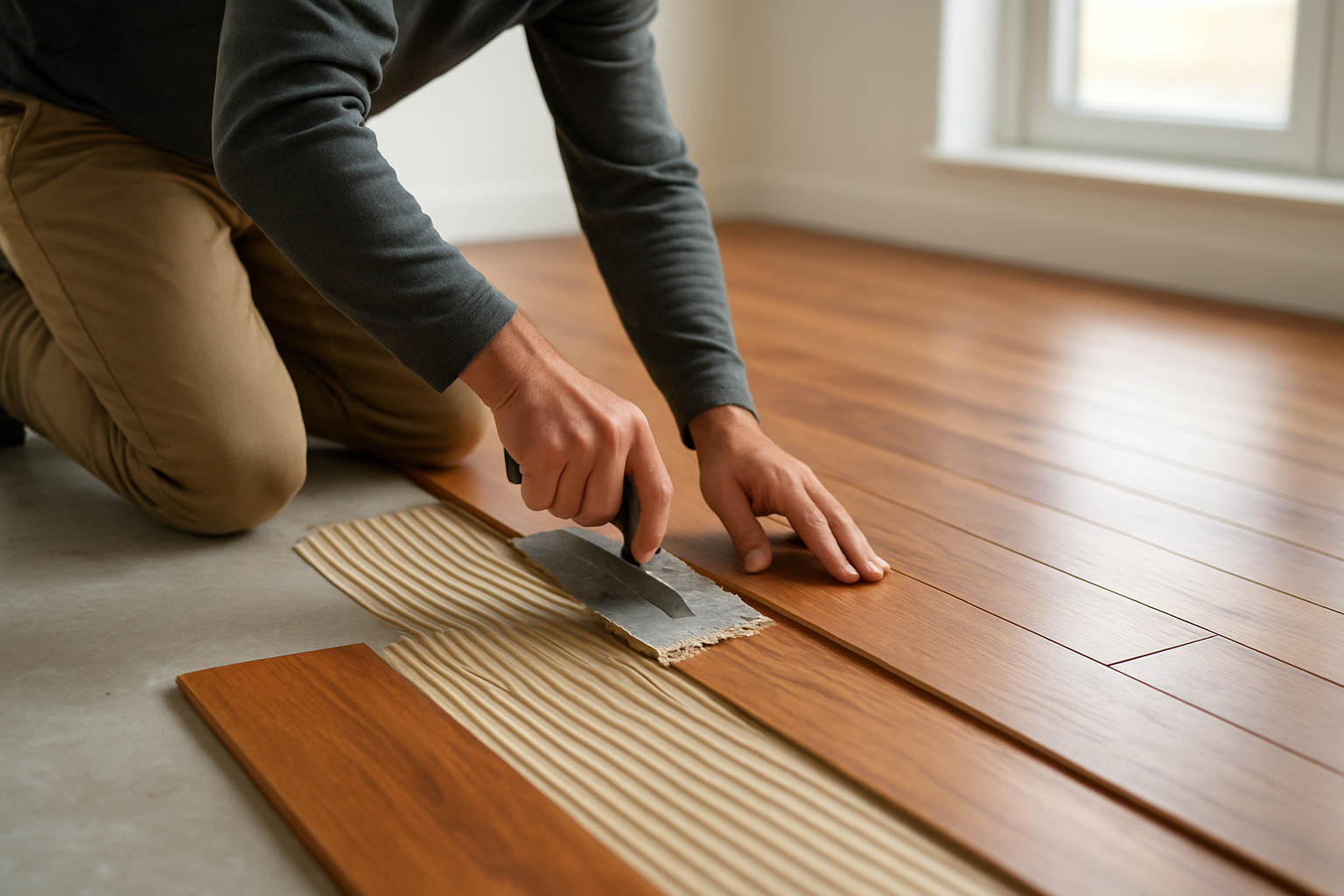 Illustration for Materials, Finishes, and Indoor Air Quality Considerations related to wood floor installation services