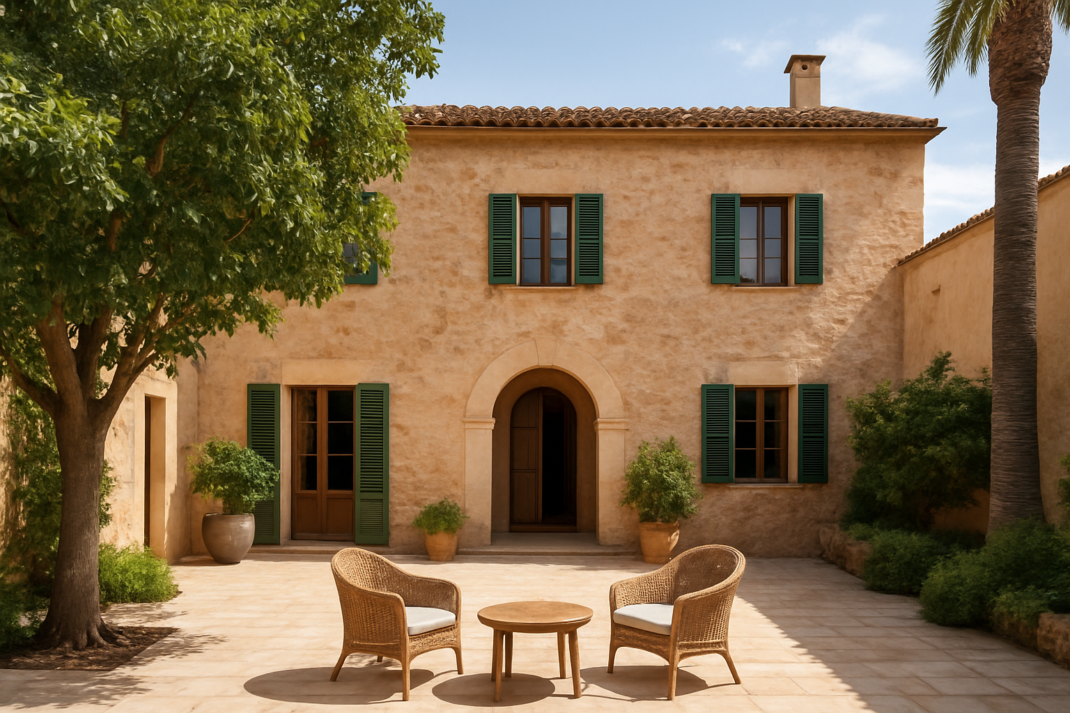 Illustration für Vila Nova Suites & Spa: Herrenhaus, erwachsene Ruhe und lokaler Charakter im Zusammenhang mit einem authentischen Mallorca-Erlebnis in einem Hotel