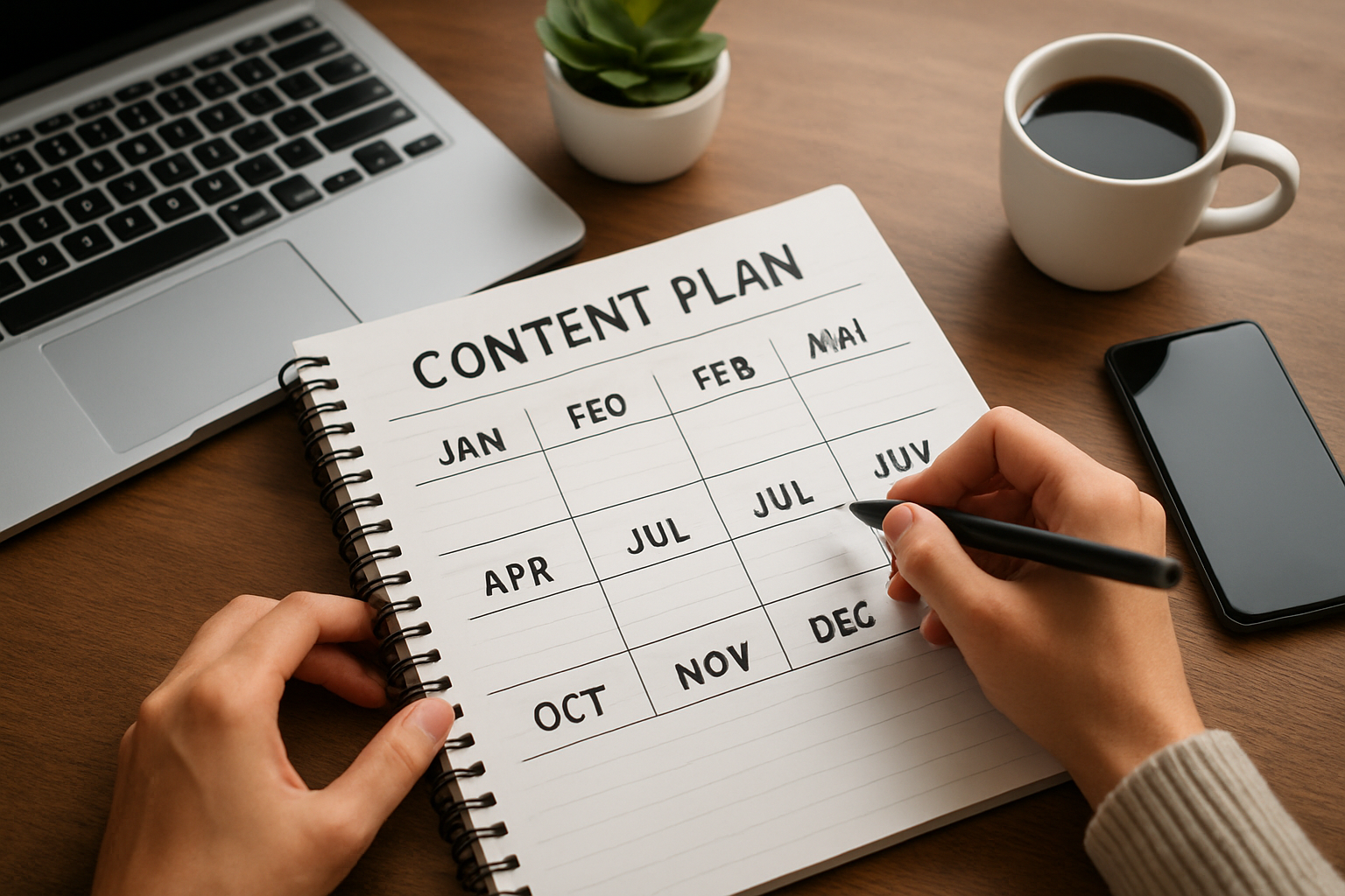 Illustration for Create Once, Repurpose Everywhere: A 12-Month Content Plan related to content marketing marketing