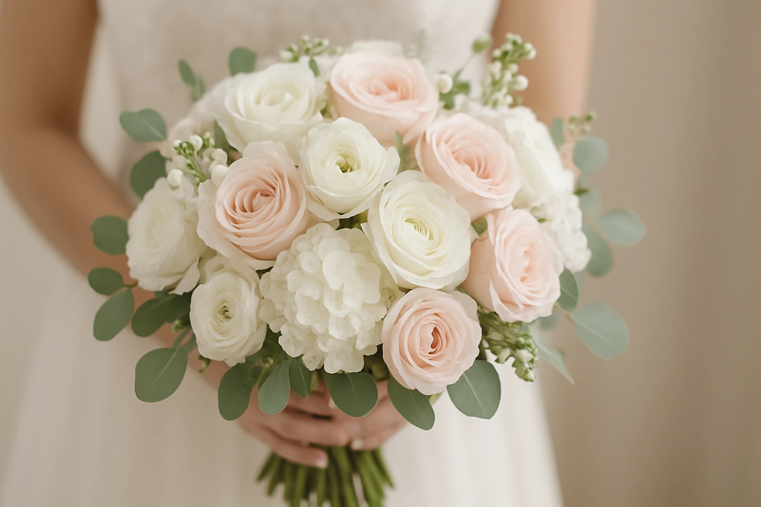 Classic white and blush bouquets - fresh wedding flower bouquets guide