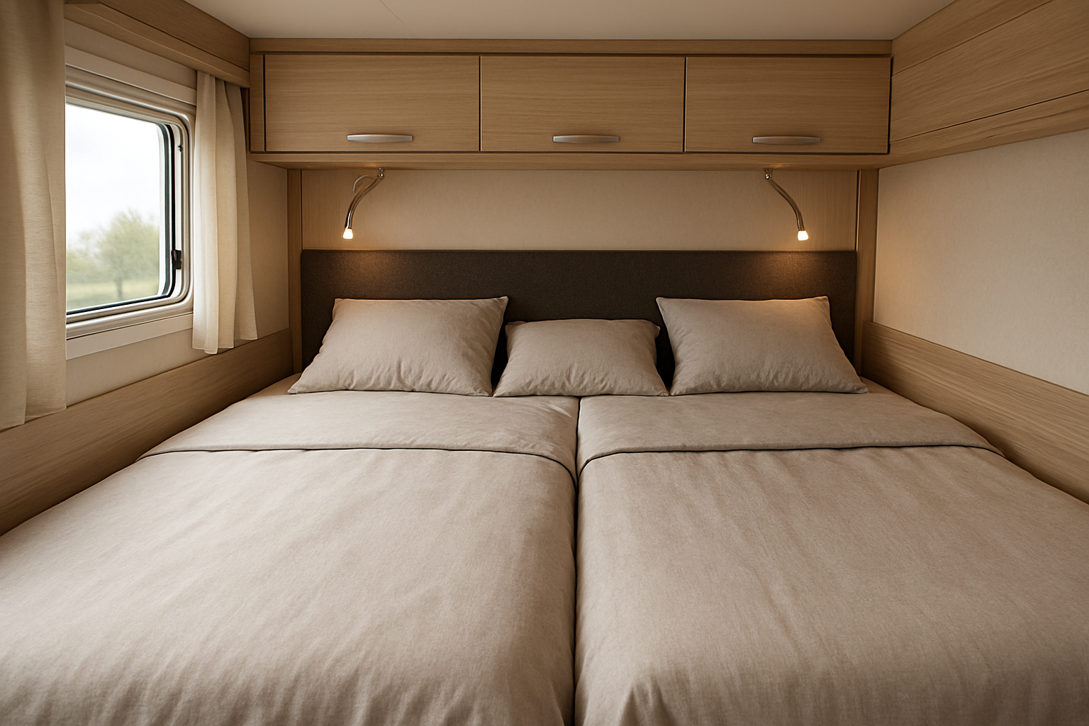 Illustration for Maten en indelingen uitgelegd: Franse bedden, eilandbedden en meer related to bedtextiel camper