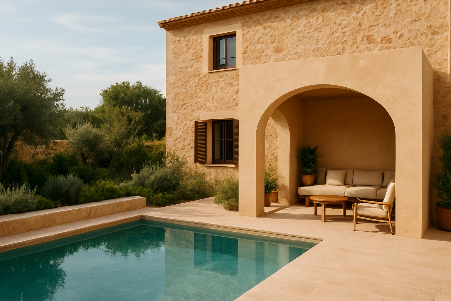 Illustration für Architektur, Wohlbefinden und Ruhe: Wie Vila Nova Suites &amp; Spa dies ermöglicht im Zusammenhang mit authentischem mallorquinischem Erlebnis in einem Boutique-Hotel