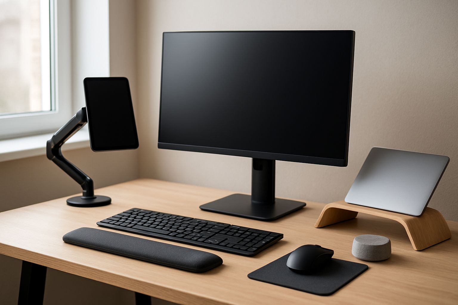 Illustration for Setup Blueprint: Positioning, Settings, and Daily Habits related to ergonomic tech accessories for home office