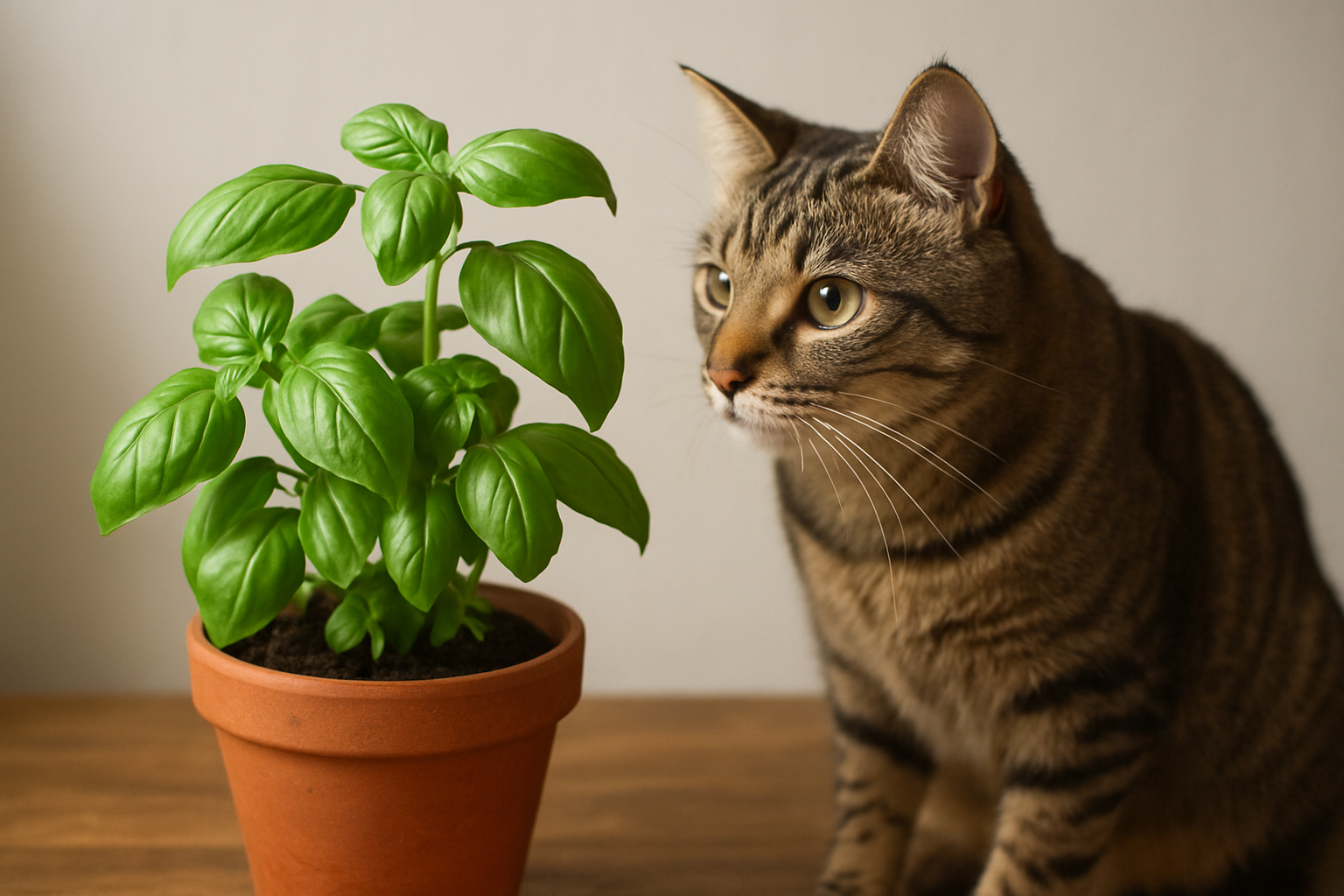 Illustration for Quick Troubleshooting: Basil and Cat Behaviors You Will See related to cats and basil plants