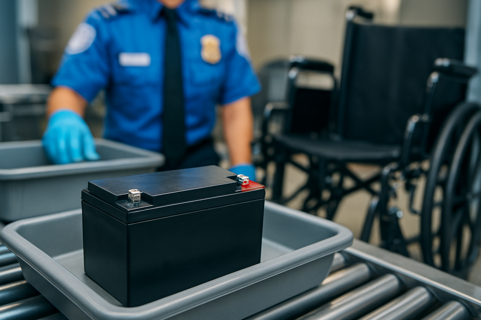 Illustration for Your flight-day checklist for zero-stress screening related to airline regulations for wheelchair batteries