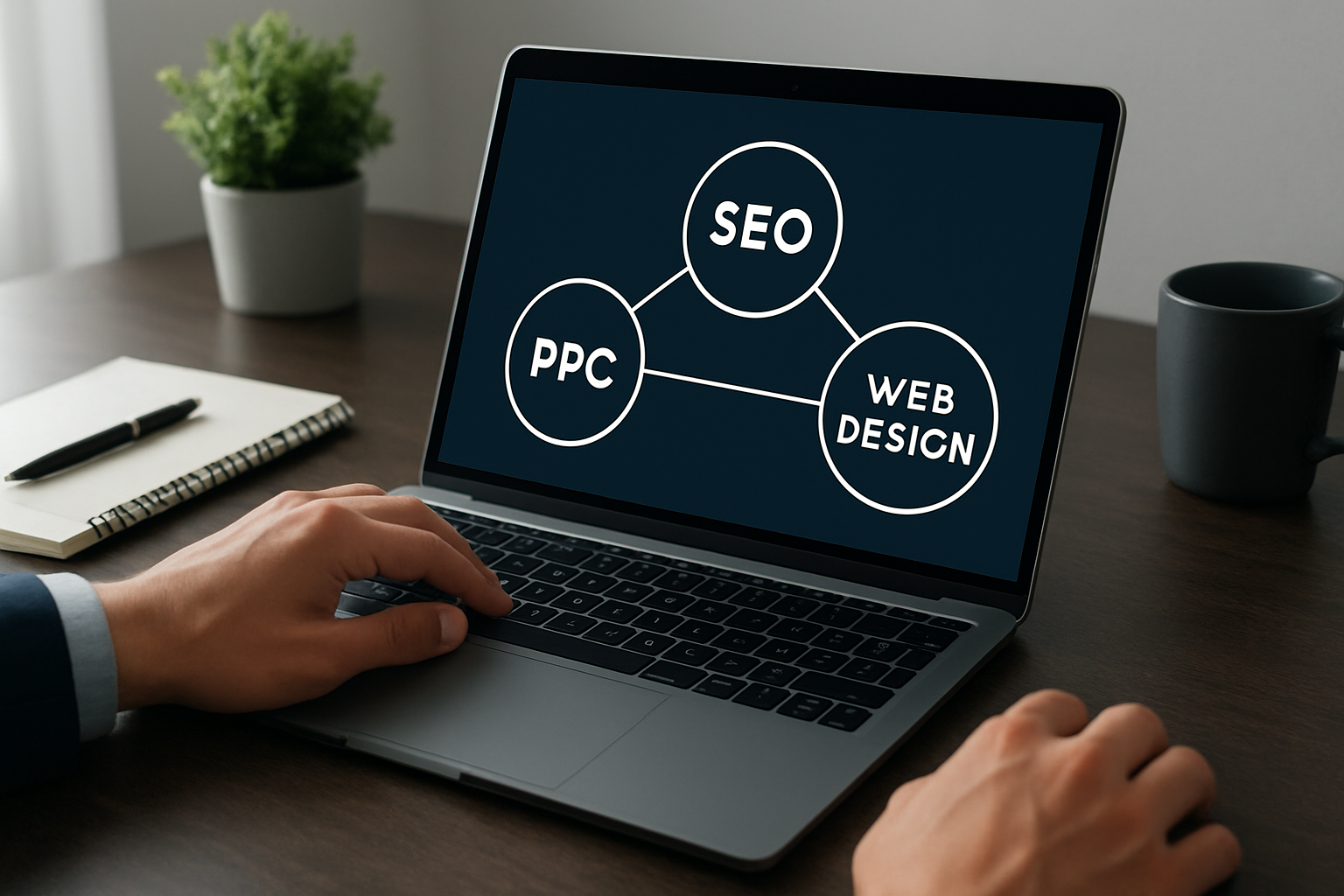 Illustration for How Internetzone I Connects the Dots Across SEO (Search Engine Optimization), PPC (Pay-Per-Click), and Web Design related to seo optimization service