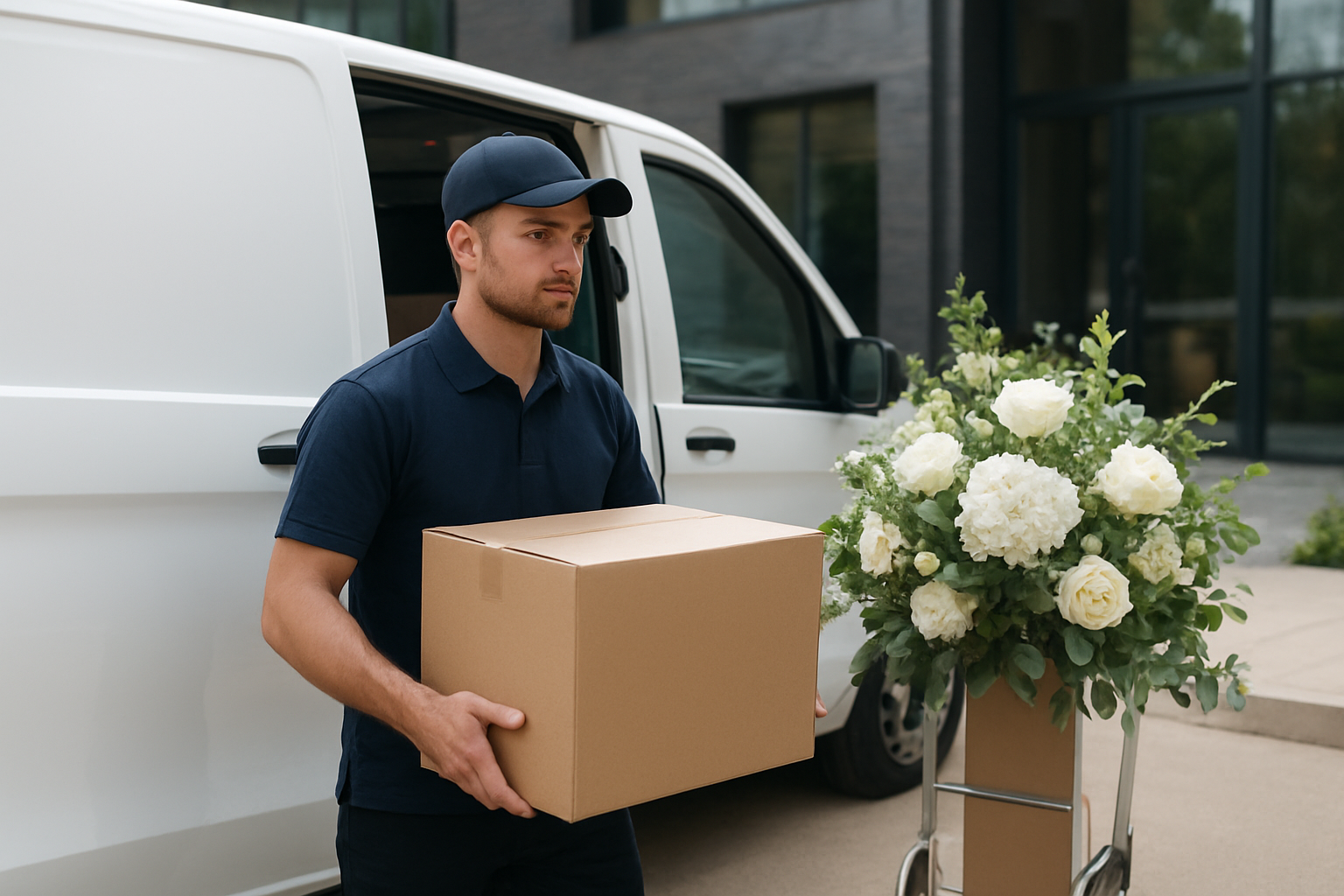 Illustration for Logistics Made Easy Across Perth: Delivery, Installation, and Pack-Down related to do you offer corporate event flowers in perth