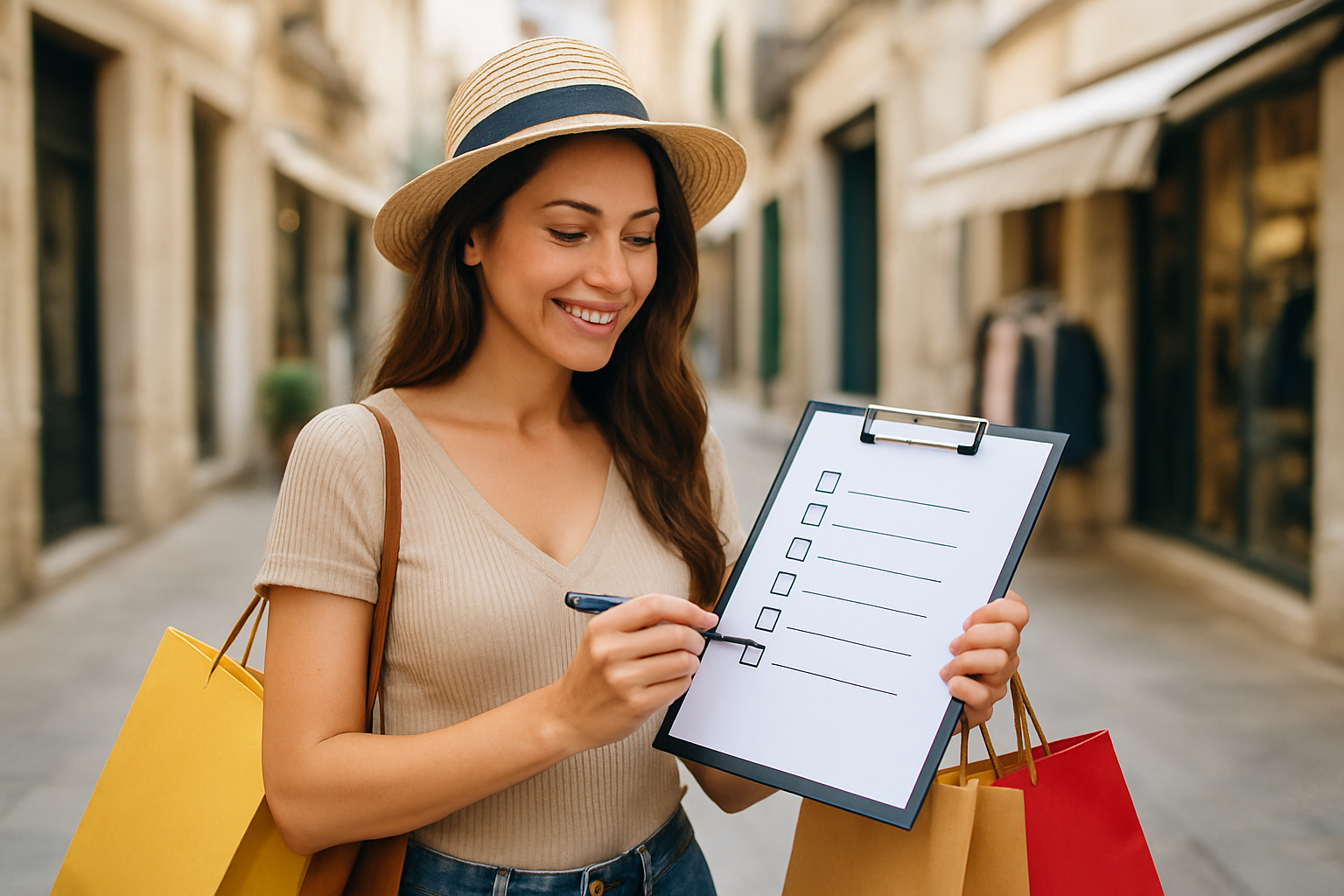 Illustration zur abschließenden Checkliste für eine rundum gelungene Shoppingtour in Capdepera