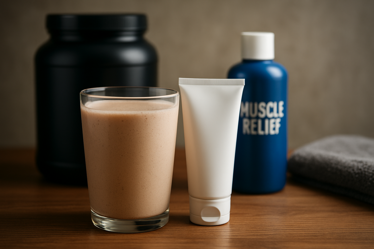 Illustration for From Sore Nerves to Stiff Joints: Pairing Shakes With Topical Relief related to muscle recovery protein shake