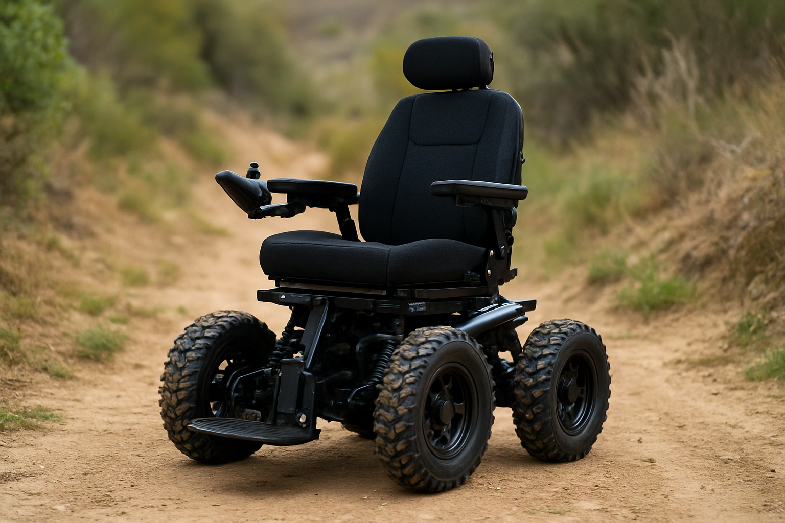 Illustration for #5 Outdoor Terrain Power Chair with Rugged Suspension related to motorized wheelchairs