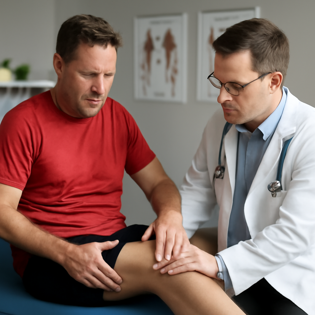 Illustration for When to Seek Medical Care and Safety Notes related to hamstring muscle strain treatment