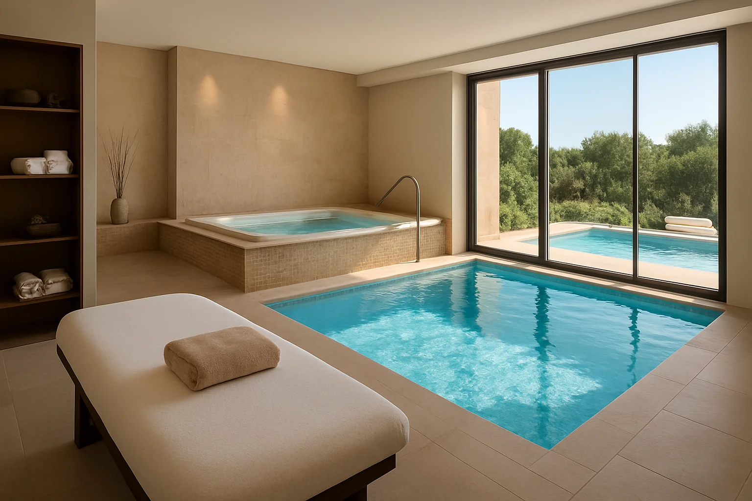 Paso 3. Filtra por servicios clave: spa (salus per aquam), piscina y bienestar - ¿Hay hoteles con spa y piscina en...