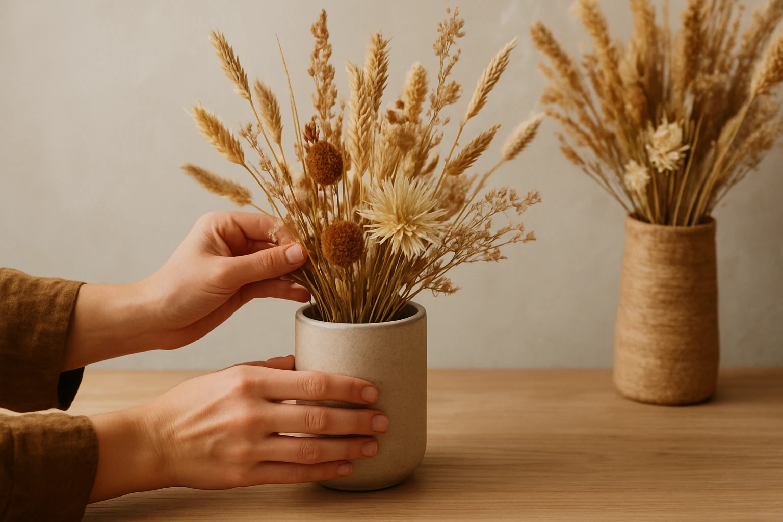 Step 2: Choose the structure that will hold the arrangement - boho dried flower arrangements guide