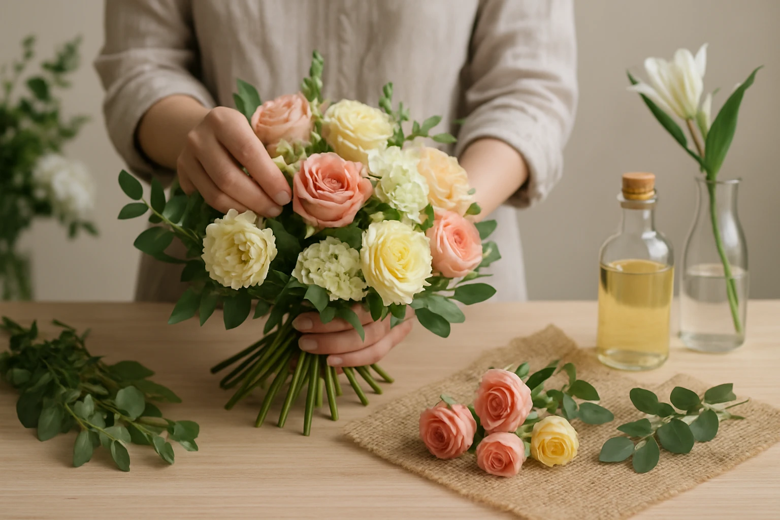 Step 4: Balance colour, texture, and scent - how to make fresh flower bouquets guide